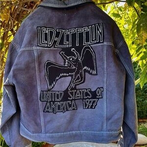 Men's Vintage 1977 LED-Zeppelin Jean Jacket XL Gray